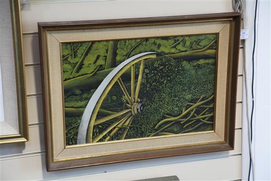 § James Lloyd (1905-1974) Fallen trees and broken cart wheel, 14 x 21in.